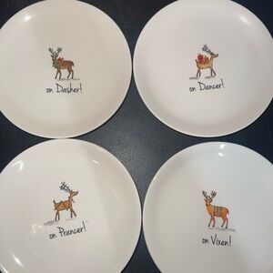 Magenta Festive Reindeer tasting Plate Set - White and Brown